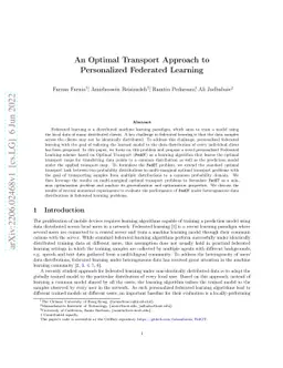 An Optimal Transport Approach to Personalized Federated Learning