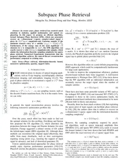 Subspace Phase Retrieval