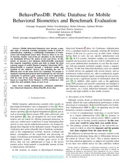 BehavePassDB: Public Database for Mobile Behavioral Biometrics and
  Benchmark Evaluation