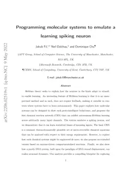Programming molecular systems to emulate a learning spiking neuron