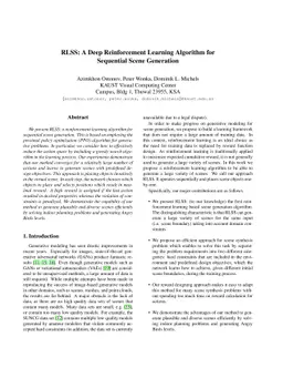 RLSS: A Deep Reinforcement Learning Algorithm for Sequential Scene
  Generation