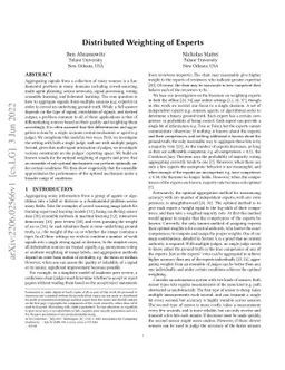 Towards Group Learning: Distributed Weighting of Experts