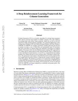 A Deep Reinforcement Learning Framework For Column Generation