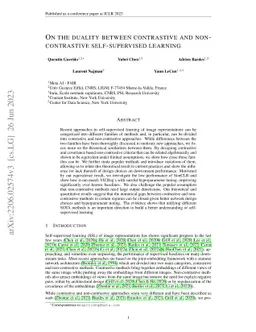On the duality between contrastive and non-contrastive self-supervised
  learning