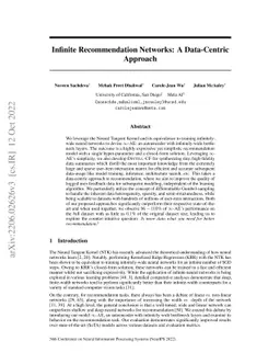 Infinite Recommendation Networks: A Data-Centric Approach