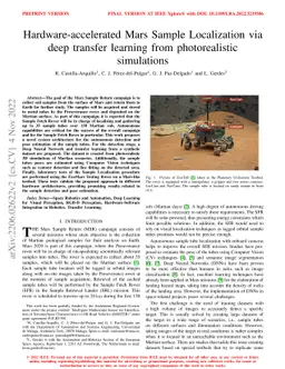 Hardware-accelerated Mars Sample Localization via deep transfer learning
  from photorealistic simulations