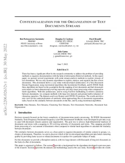 Contextualization for the Organization of Text Documents Streams