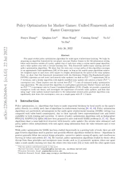 Policy Optimization for Markov Games: Unified Framework and Faster
  Convergence