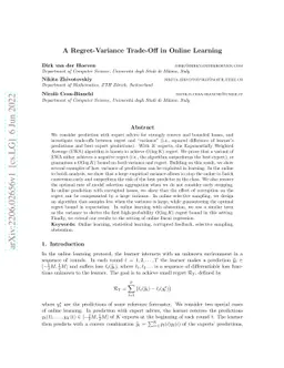 A Regret-Variance Trade-Off in Online Learning