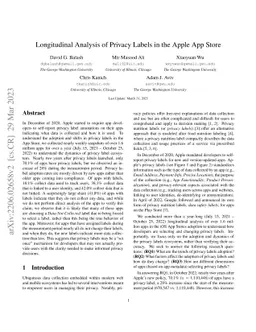 Longitudinal Analysis of Privacy Labels in the Apple App Store