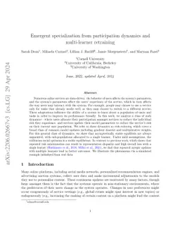 Emergent specialization from participation dynamics and multi-learner
  retraining