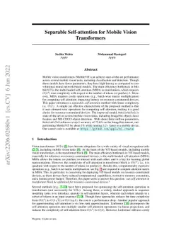 Separable Self-attention for Mobile Vision Transformers