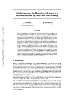 Stacked unsupervised learning with a network architecture found by
  supervised meta-learning