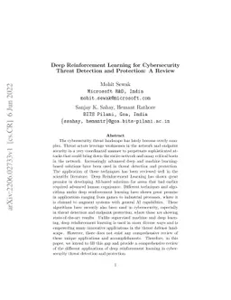 Deep Reinforcement Learning for Cybersecurity Threat Detection and
  Protection: A Review
