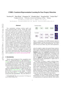 CORE: Consistent Representation Learning for Face Forgery Detection