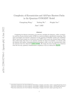 Complexity of Eccentricities and All-Pairs Shortest Paths in the Quantum
  CONGEST Model