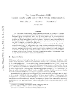 The Neural Covariance SDE: Shaped Infinite Depth-and-Width Networks at
  Initialization