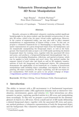 Volumetric Disentanglement for 3D Scene Manipulation