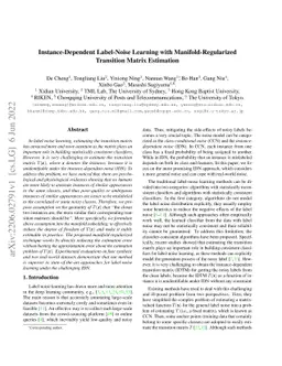 Instance-Dependent Label-Noise Learning with Manifold-Regularized
  Transition Matrix Estimation