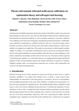 Physics and semantic informed multi-sensor calibration via optimization
  theory and self-supervised learning