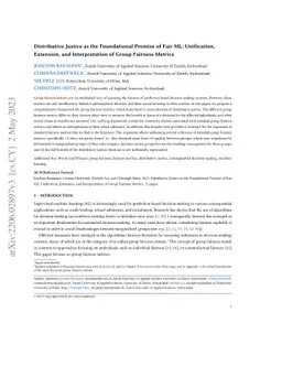 Distributive Justice as the Foundational Premise of Fair ML:
  Unification, Extension, and Interpretation of Group Fairness Metrics