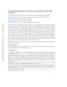 A Justice-Based Framework for the Analysis of Algorithmic
  Fairness-Utility Trade-Offs