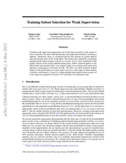 Training Subset Selection for Weak Supervision