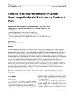 Learning Image Representations for Content Based Image Retrieval of
  Radiotherapy Treatment Plans
