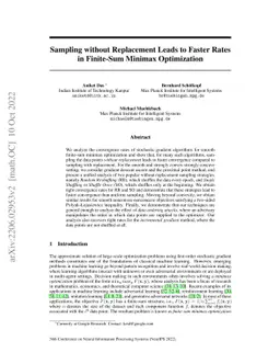 Sampling without Replacement Leads to Faster Rates in Finite-Sum Minimax
  Optimization