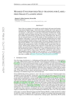 Masked Unsupervised Self-training for Label-free Image Classification