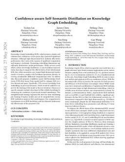 Confidence-aware Self-Semantic Distillation on Knowledge Graph Embedding