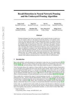 Recall Distortion in Neural Network Pruning and the Undecayed Pruning
  Algorithm