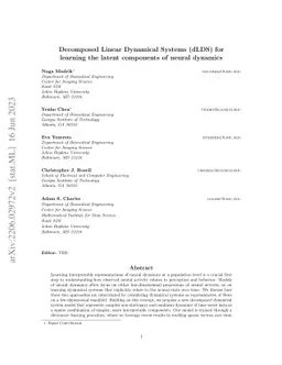 Decomposed Linear Dynamical Systems (dLDS) for learning the latent
  components of neural dynamics