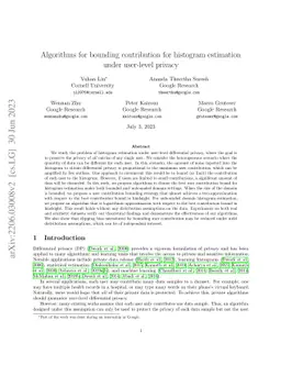 Algorithms for bounding contribution for histogram estimation under
  user-level privacy