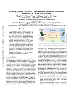 Learning Symbolic Operators: A Neurosymbolic Solution for Autonomous
  Disassembly of Electric Vehicle Battery