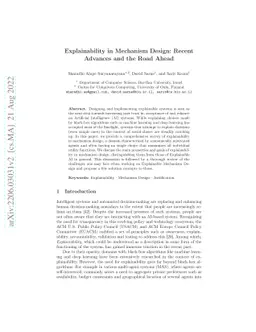 Explainability in Mechanism Design: Recent Advances and the Road Ahead