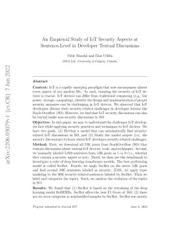 An Empirical Study of IoT Security Aspects at Sentence-Level in
  Developer Textual Discussions