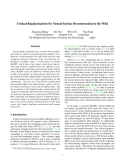 Critical Regularizations for Neural Surface Reconstruction in the Wild