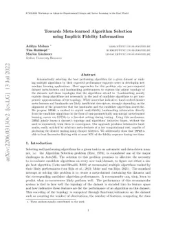 Towards Meta-learned Algorithm Selection using Implicit Fidelity
  Information