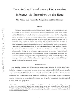 Decentralized Low-Latency Collaborative Inference via Ensembles on the
  Edge