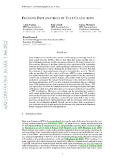 Fooling Explanations in Text Classifiers