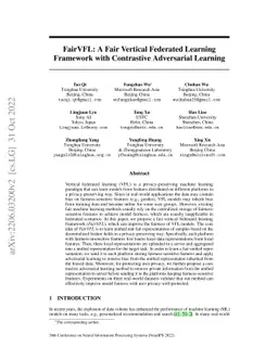 FairVFL: A Fair Vertical Federated Learning Framework with Contrastive
  Adversarial Learning