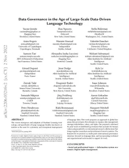 Data Governance in the Age of Large-Scale Data-Driven Language
  Technology