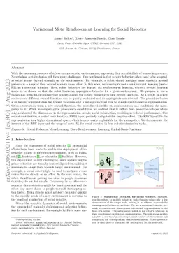 Variational Meta Reinforcement Learning for Social Robotics