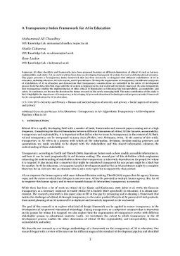 A Transparency Index Framework for AI in Education