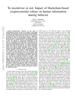 To incentivize or not: Impact of blockchain-based cryptoeconomic tokens
  on human information sharing behavior