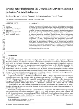 Towards better Interpretable and Generalizable AD detection using
  Collective Artificial Intelligence