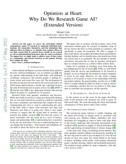 Optimists at Heart: Why Do We Research Game AI? (Extended Version)