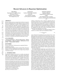 Recent Advances in Bayesian Optimization