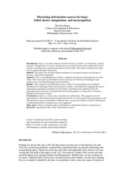 Theorizing Information Sources for Hope: Belief, Desire, Imagination,
  and Metacognition